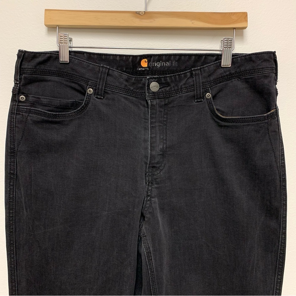 Carhartt Original Fit Jasper Bootcut Jeans Size 14 Regular Black Stretch 100649 - Picture 3 of 11